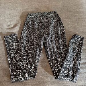 Buffbunny Women's Athletic Workout Leggings Black/ White Polka Dot Size Medium